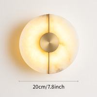 Applique murale LED ronde en marbre et cuivre doré