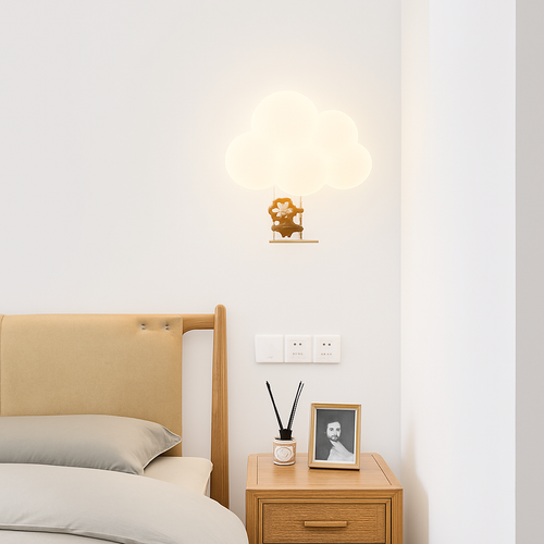 applique murale led singe lapin nuage pour enfants
