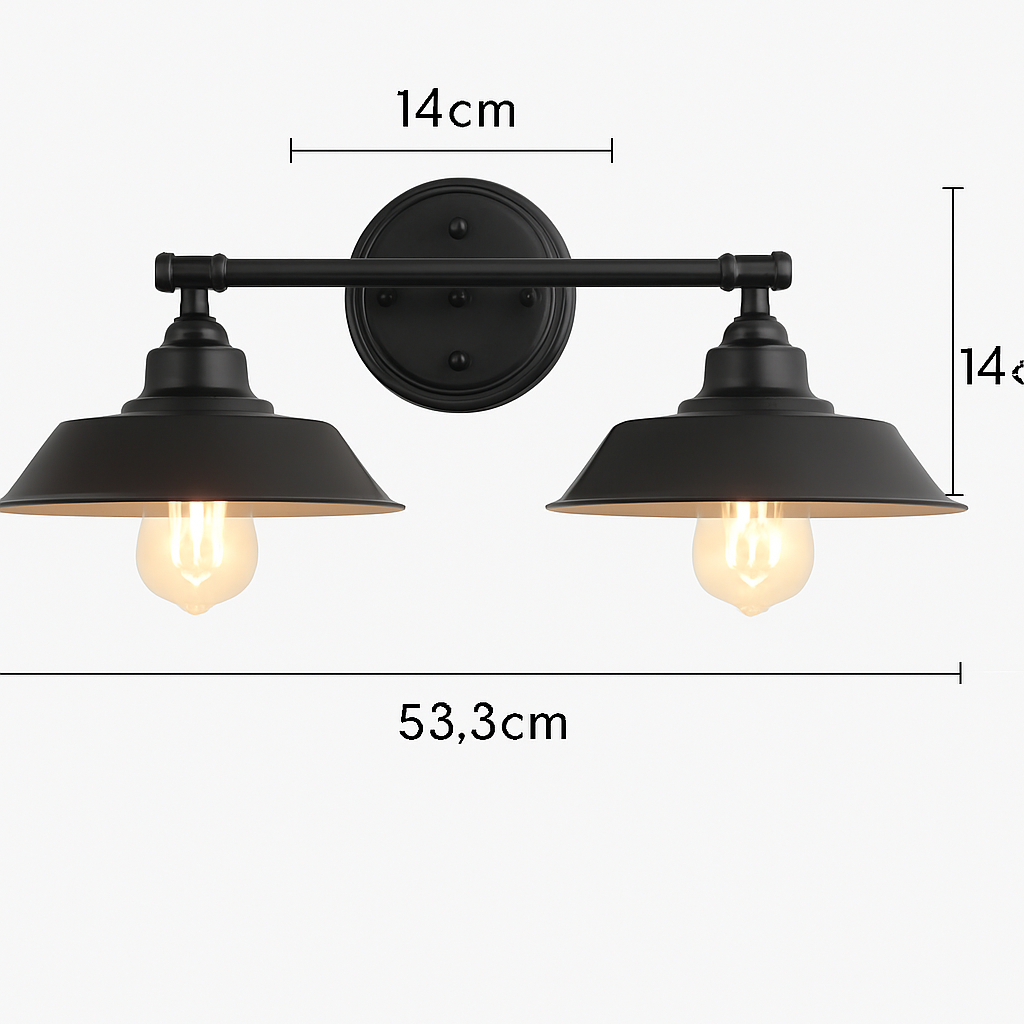 applique murale Loft industriel Vintage Double tête fer - vue 4 sur 6