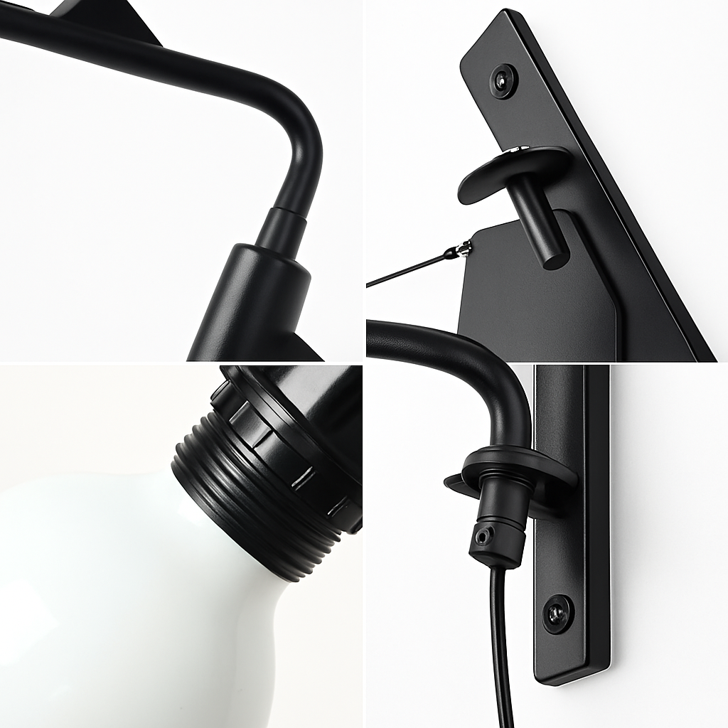 Minimalistische drehbare Wandleuchte mit langem Arm und Schalter - vue 6 sur 7