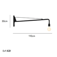 Minimalistische drehbare Wandleuchte mit langem Arm und Schalter