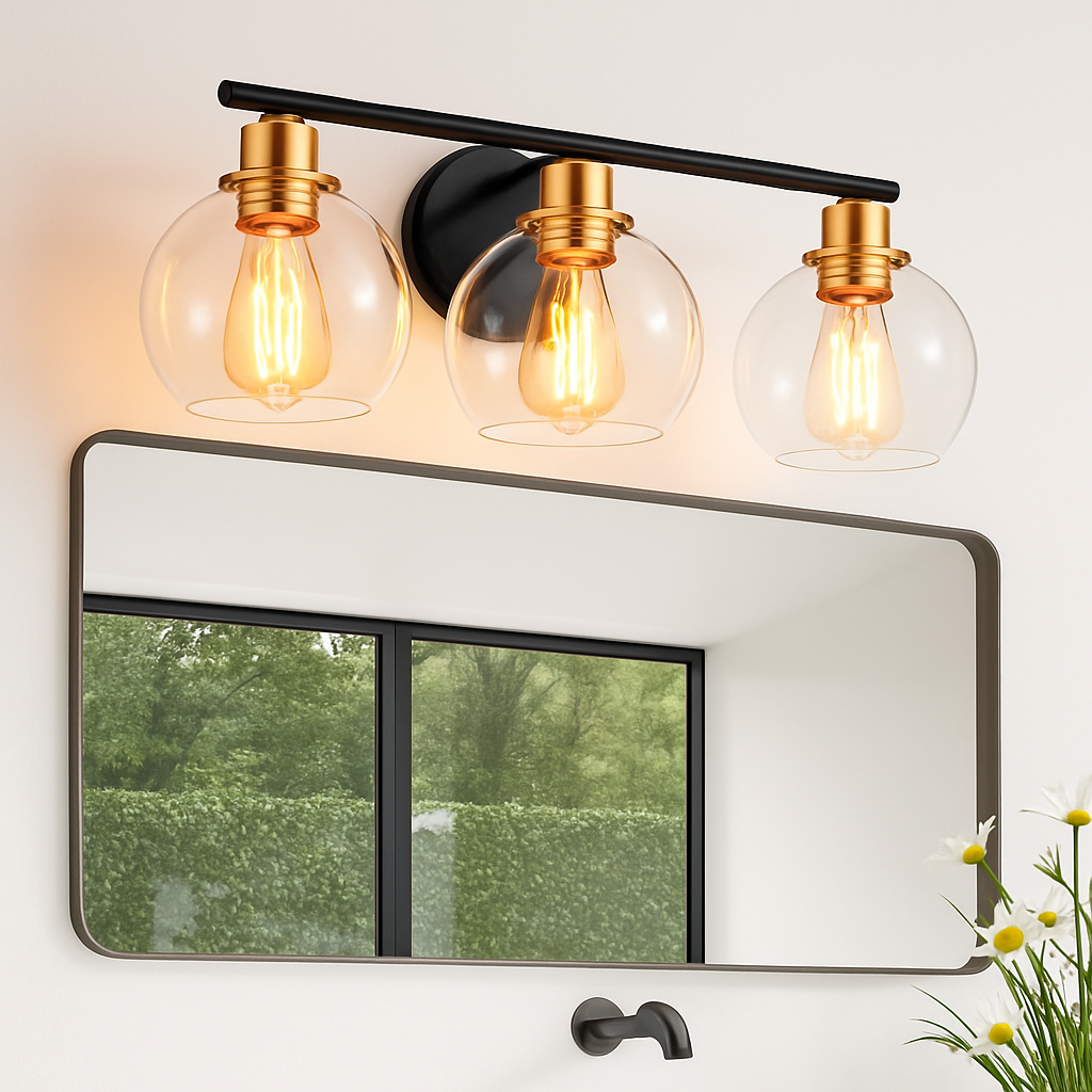 applique murale miroir salle de bains luminaires industrielle vanité luminaire avec abat-jour en verre - vue 7 sur 15