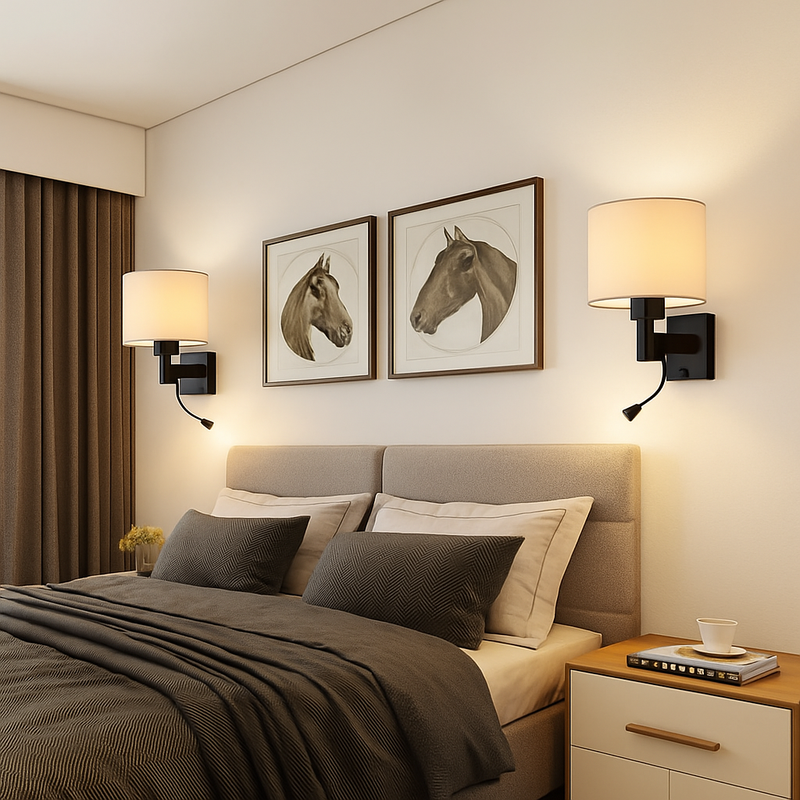 applique murale moderne en tissu avec led américaine européenne