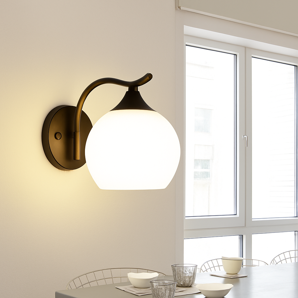 applique murale moderne en verre boule led décorative - vue 5 sur 7