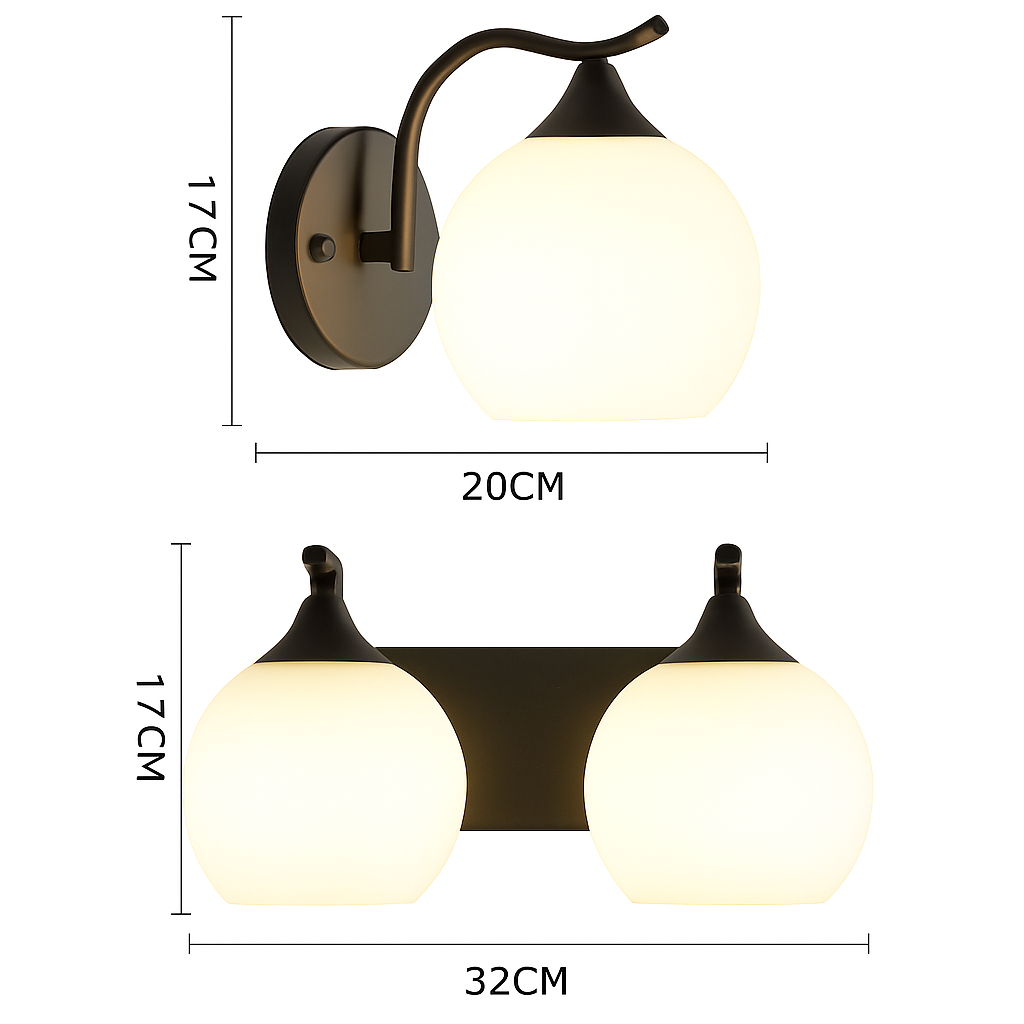 applique murale moderne en verre boule led décorative - vue 6 sur 7