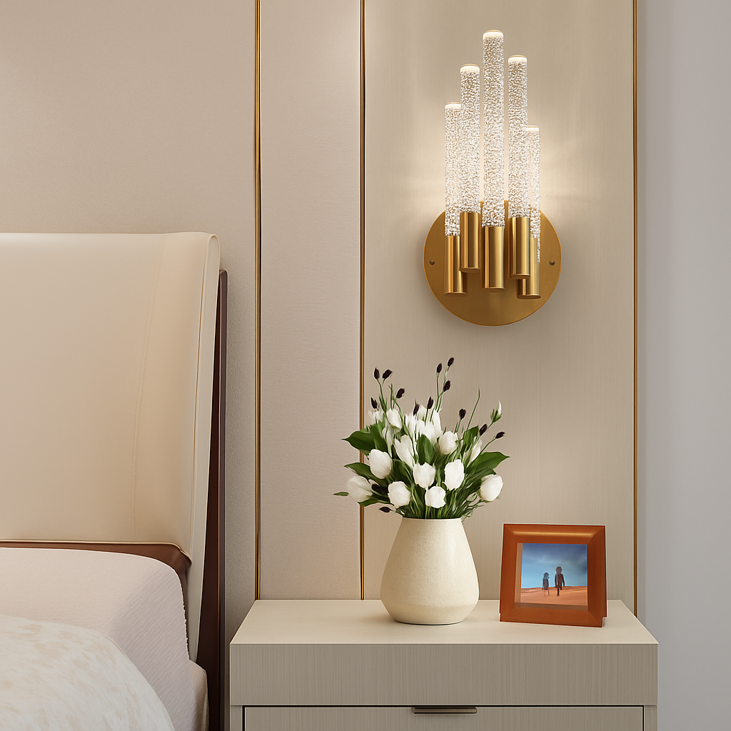 applique murale moderne en verre luminaire intérieur décoratif métal doré - vue 4 sur 8