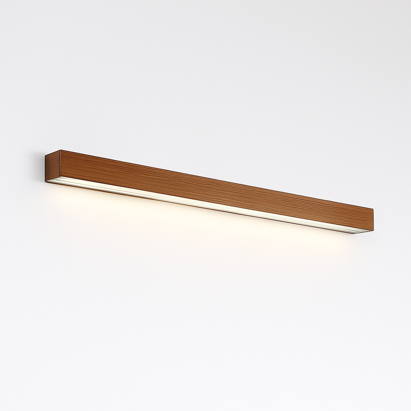 Applique murale moderne LED allongée en bois style Nordic