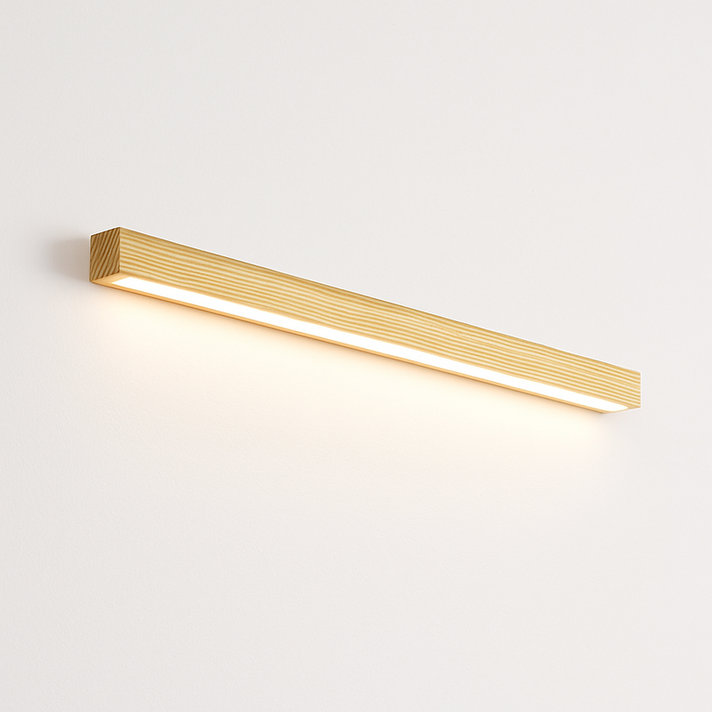 Applique murale moderne LED allongée en bois style Nordic