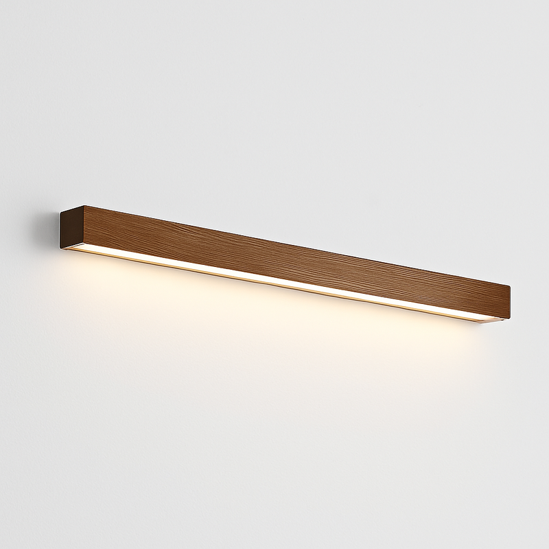Applique murale moderne LED allongée en bois style Nordic