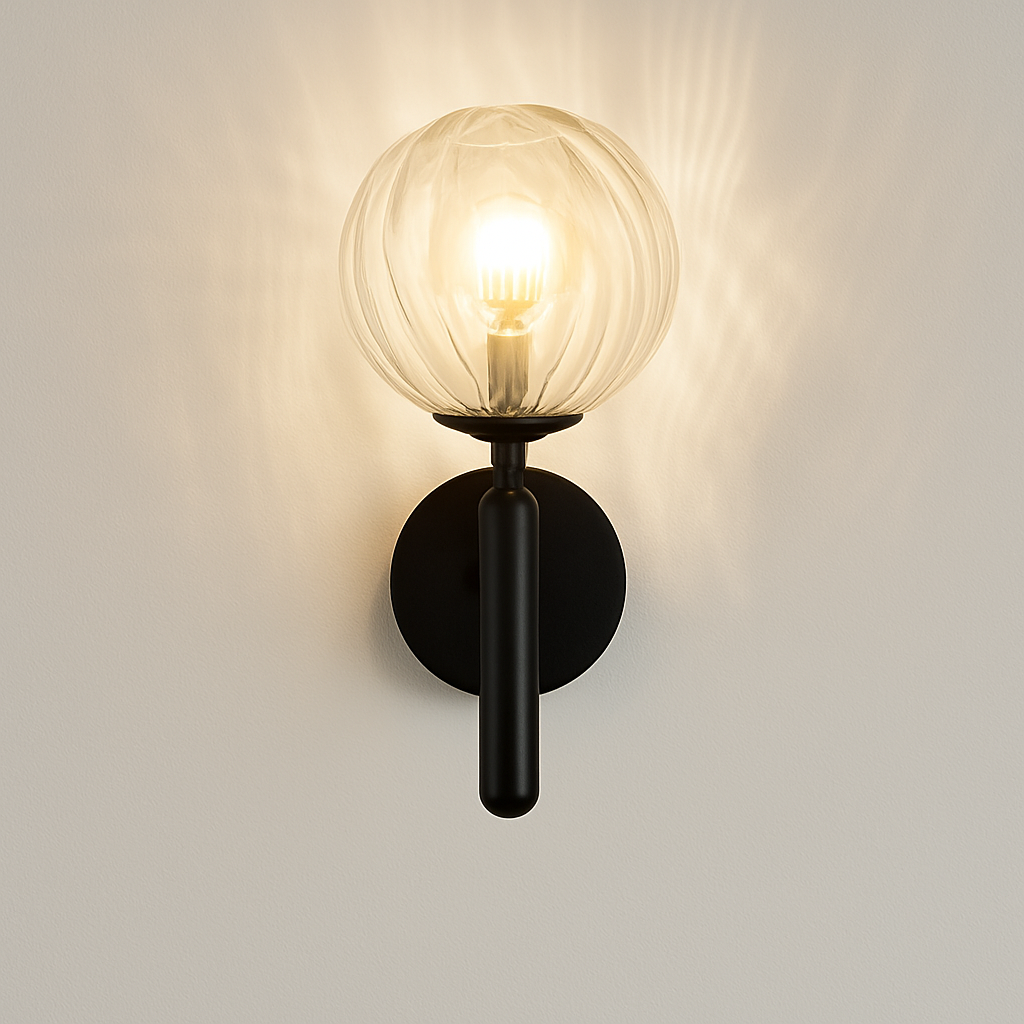 Applique murale moderne LED avec boule en verre et support cylindrique Sconce - vue 6 sur 8