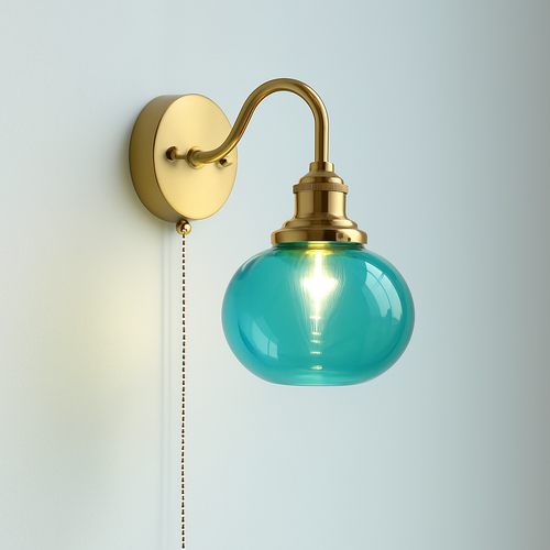 Moderne LED-Wandleuchte mit Zugschalter und Kette - vue 12 sur 23