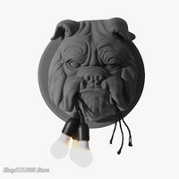 applique murale nordique animal chien résine led bouledogue déco luminaire