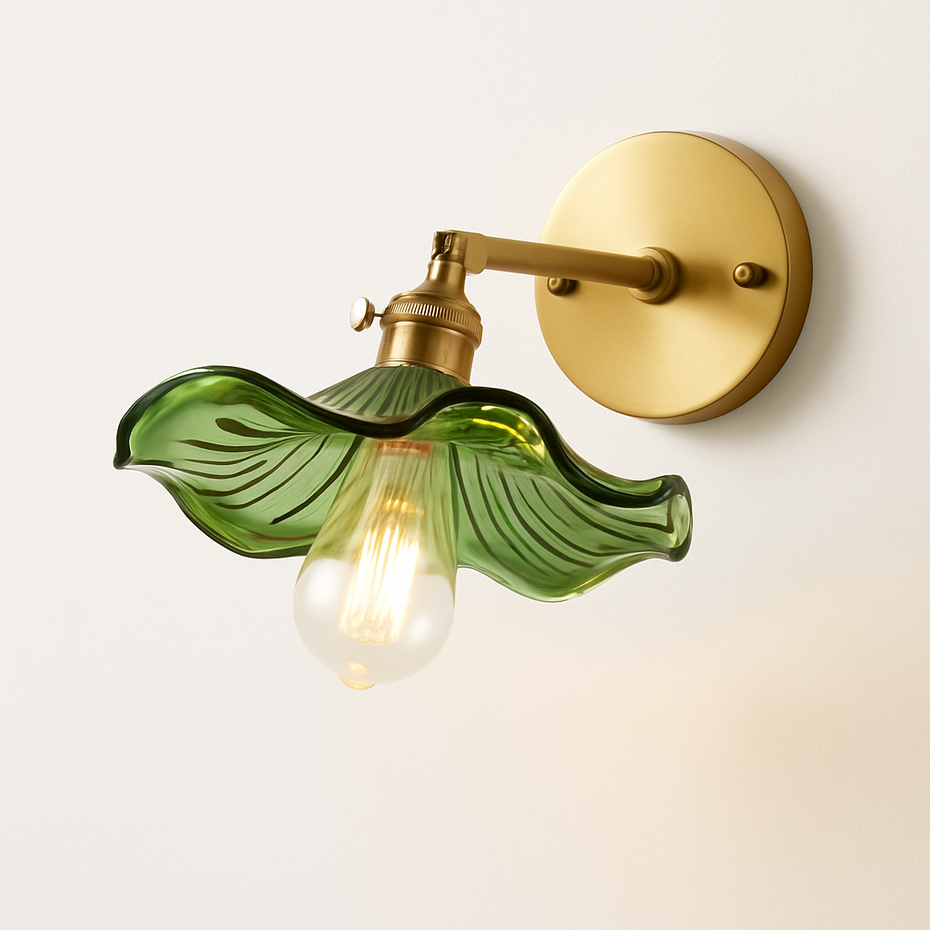 applique murale nordique en verre et laiton avec miroir à led - vue 4 sur 23