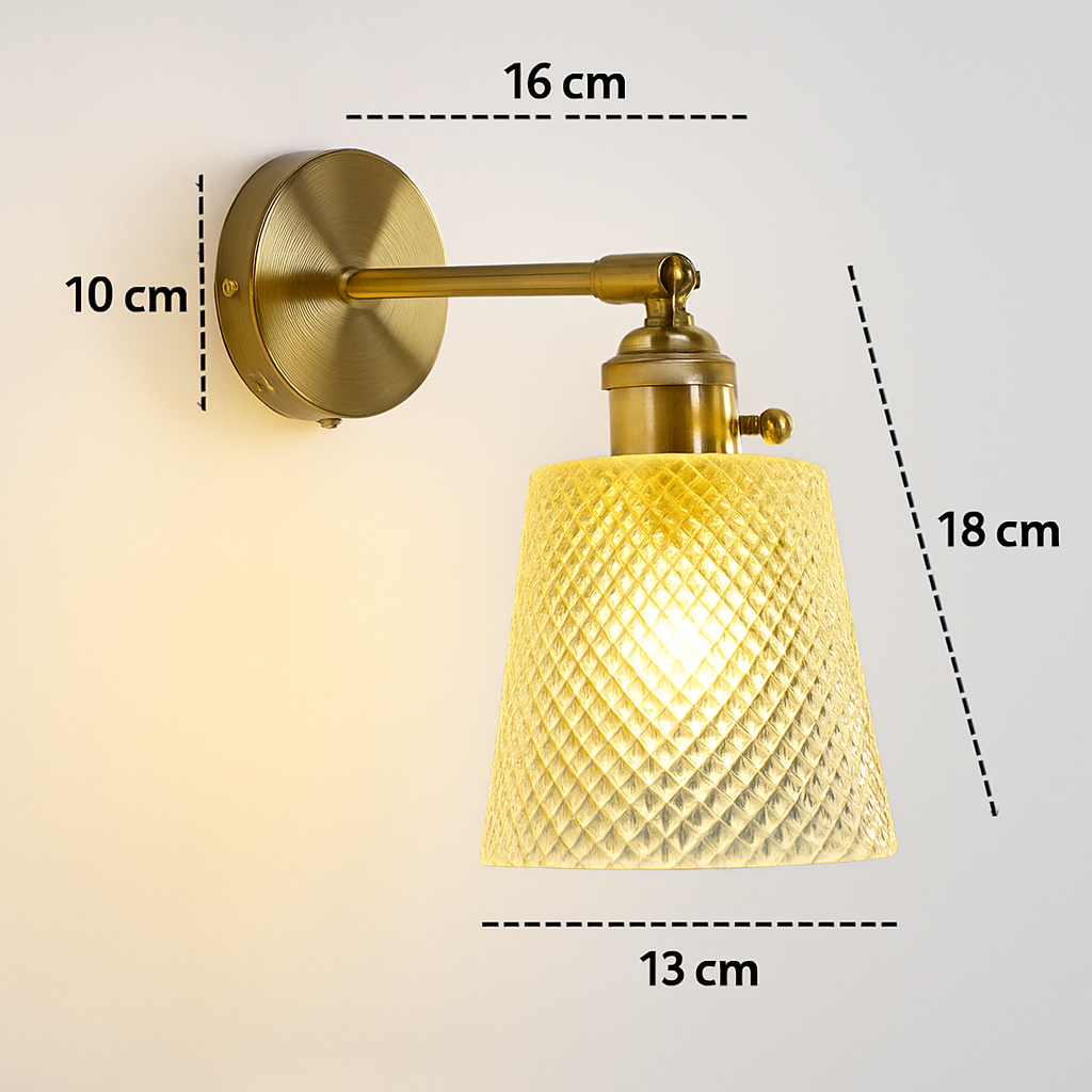 applique murale nordique en verre et laiton avec miroir à led - vue 23 sur 23