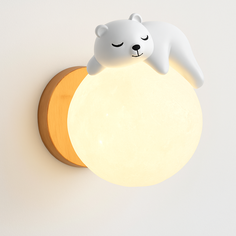 applique murale ours et lune pour éclairage de chevet enfant