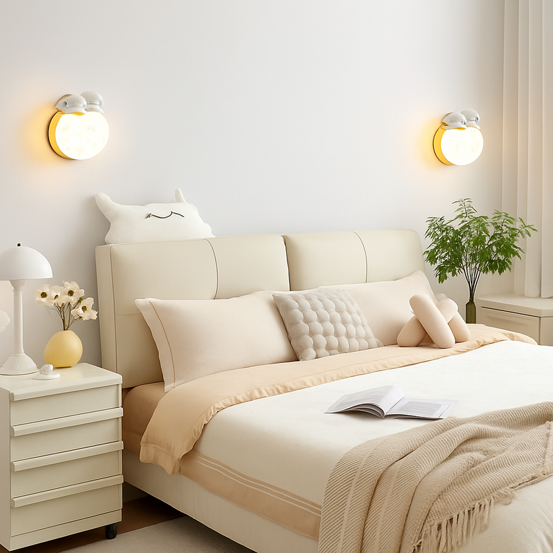 applique murale ours et lune pour éclairage de chevet enfant