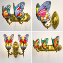 Dekorative Schmetterling-Wandleuchte aus Glas im mediterranen Boho-Stil