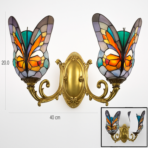 Dekorative Schmetterling-Wandleuchte aus Glas im mediterranen Boho-Stil - vue 12 sur 19