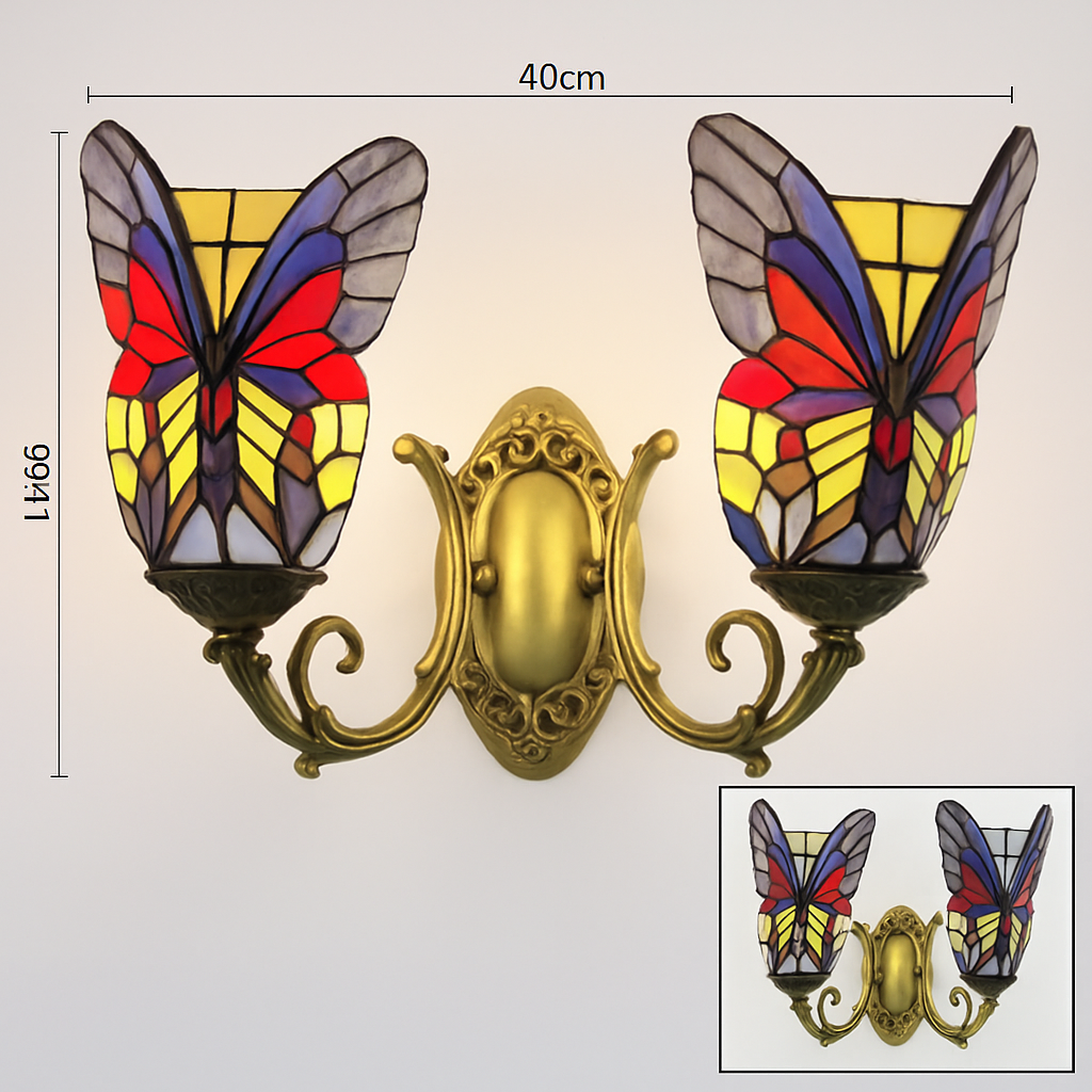 Dekorative Schmetterling-Wandleuchte aus Glas im mediterranen Boho-Stil - vue 12 sur 19