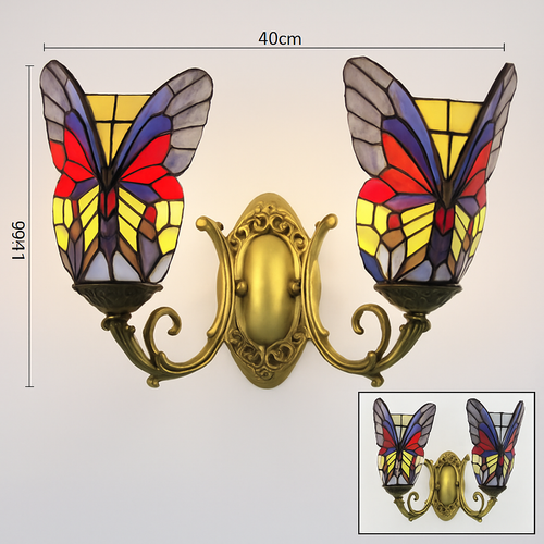 Dekorative Schmetterling-Wandleuchte aus Glas im mediterranen Boho-Stil - vue 13 sur 19