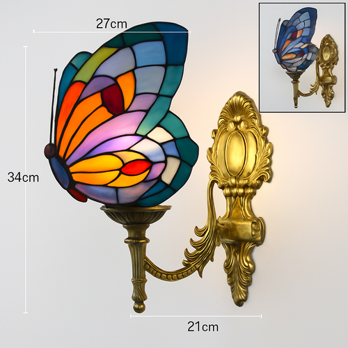 Dekorative Schmetterling-Wandleuchte aus Glas im mediterranen Boho-Stil
