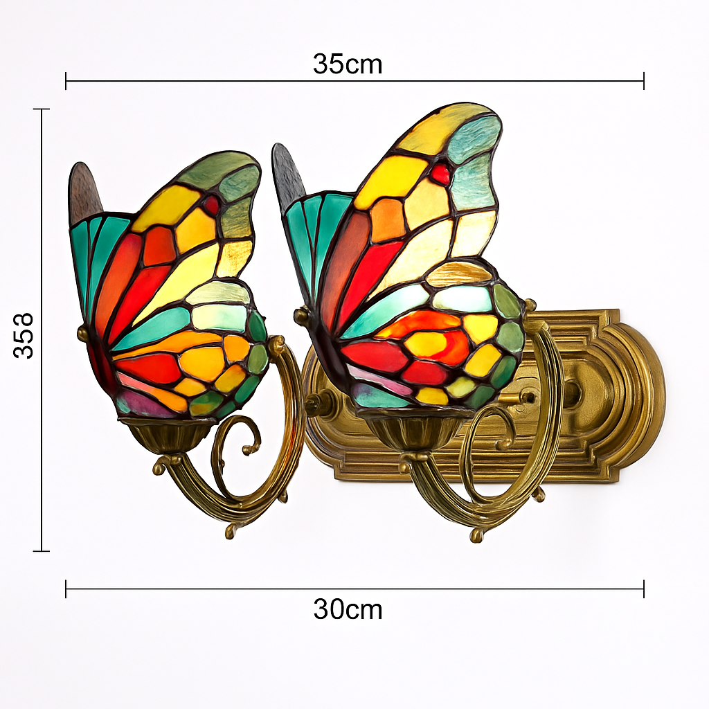 Dekorative Schmetterling-Wandleuchte aus Glas im mediterranen Boho-Stil - vue 17 sur 19