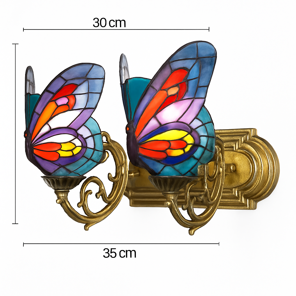 Dekorative Schmetterling-Wandleuchte aus Glas im mediterranen Boho-Stil - vue 18 sur 19