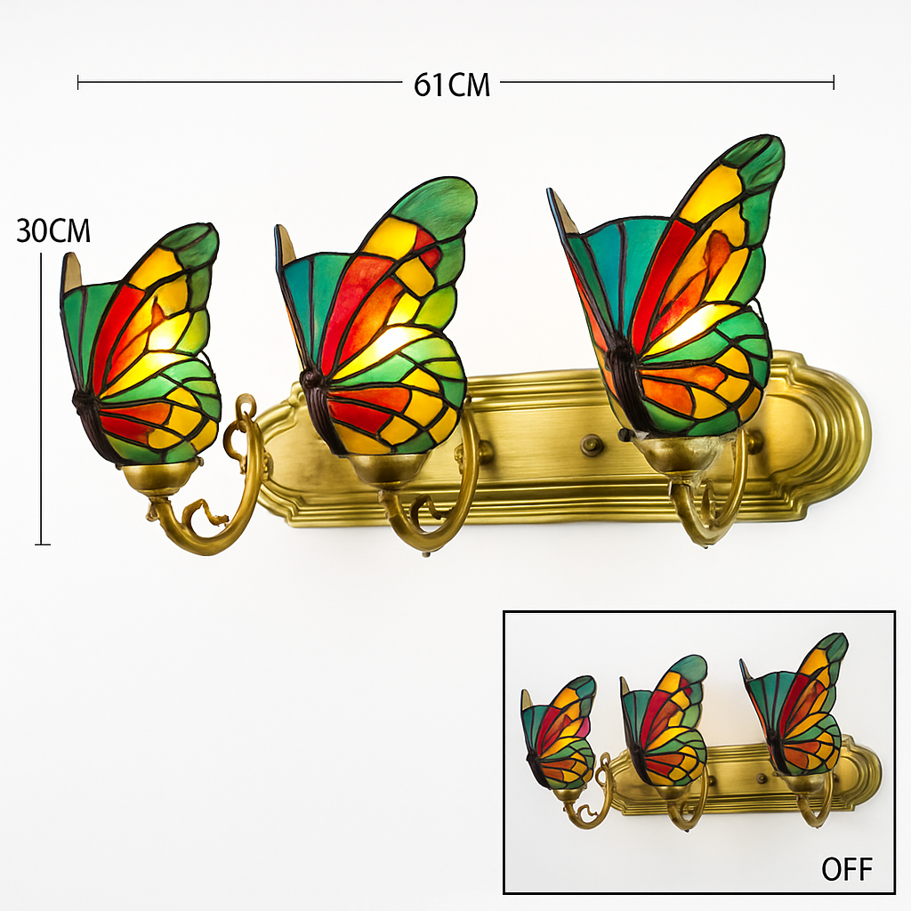 Dekorative Schmetterling-Wandleuchte aus Glas im mediterranen Boho-Stil - vue 19 sur 19