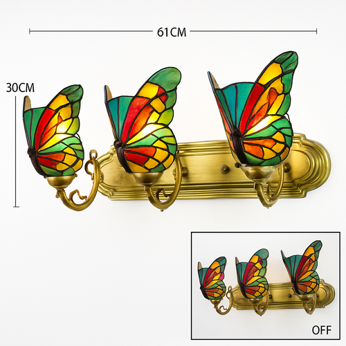 Dekorative Schmetterling-Wandleuchte aus Glas im mediterranen Boho-Stil - vue 20 sur 19