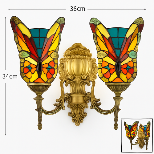 Dekorative Schmetterling-Wandleuchte aus Glas im mediterranen Boho-Stil - vue 4 sur 19