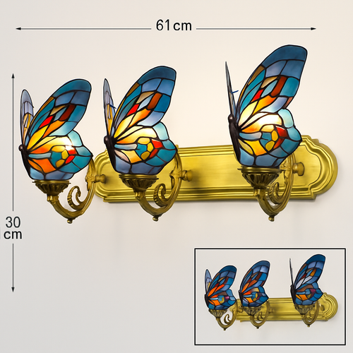 Dekorative Schmetterling-Wandleuchte aus Glas im mediterranen Boho-Stil - vue 5 sur 19