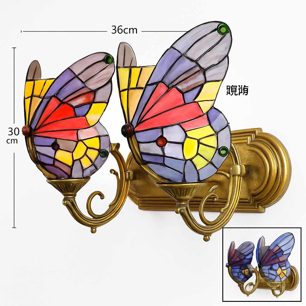 Dekorative Schmetterling-Wandleuchte aus Glas im mediterranen Boho-Stil - vue 5 sur 19