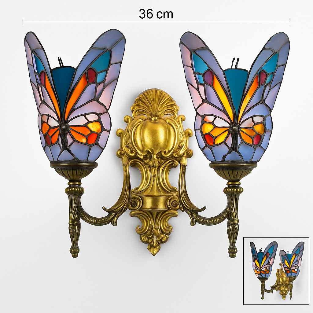 Dekorative Schmetterling-Wandleuchte aus Glas im mediterranen Boho-Stil - vue 7 sur 19