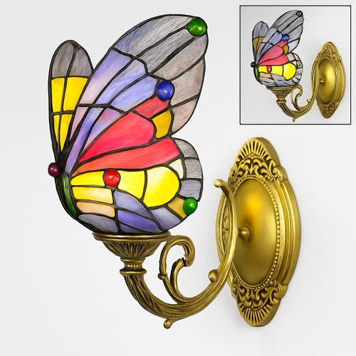 Dekorative Schmetterling-Wandleuchte aus Glas im mediterranen Boho-Stil - vue 9 sur 19