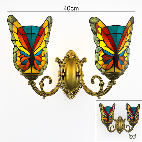 Dekorative Schmetterling-Wandleuchte aus Glas im mediterranen Boho-Stil - vue 11 sur 19