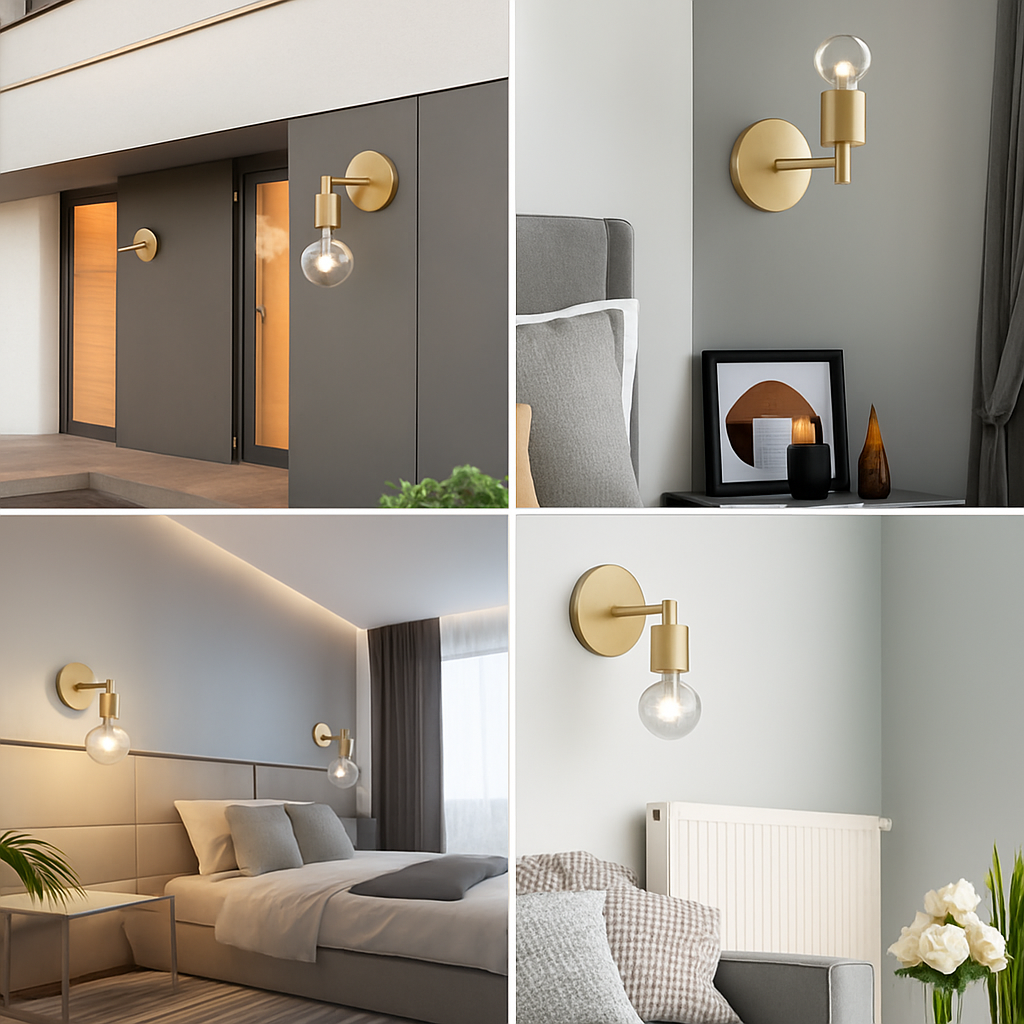 applique murale post-moderne dorée en verre pour éclairage domestique - vue 5 sur 10