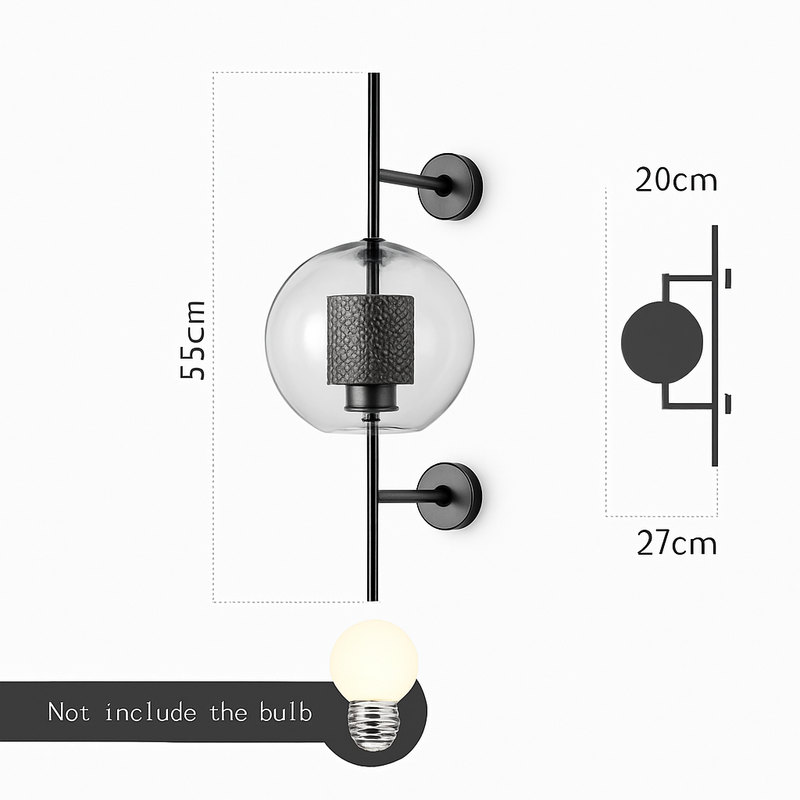 Applique murale rétro en verre et métal