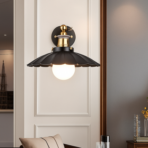 Applique murale rétro à LED avec abat-jour tuile métal Home