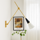 applique murale rétro médiévale en laiton noir doré à led avec bras pivotant