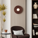 applique murale ronde en bois avec éclairage blanc pour hôtel boutique