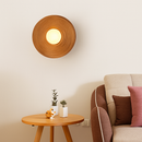 applique murale ronde en bois avec éclairage blanc pour hôtel boutique