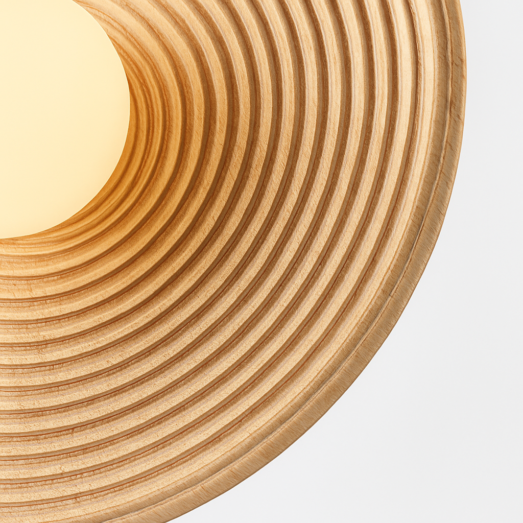 applique murale ronde en bois avec éclairage blanc pour hôtel boutique - vue 7 sur 8