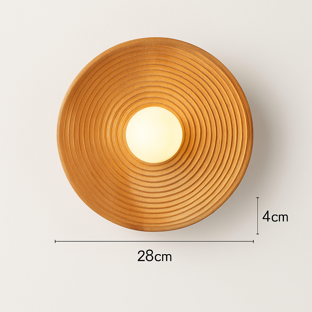 applique murale ronde en bois avec éclairage blanc pour hôtel boutique