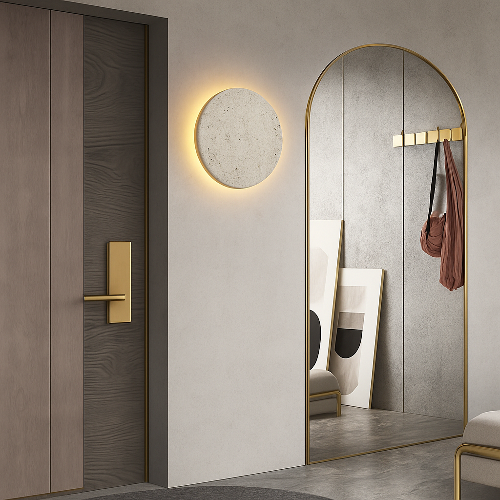 applique murale ronde en pierre naturelle pour ambiance artistique - vue 3 sur 8