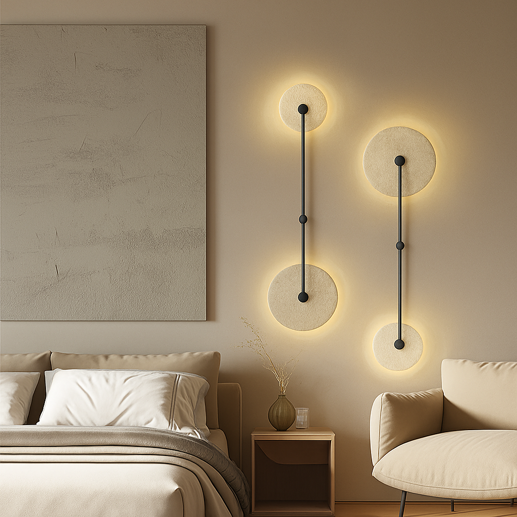 applique murale ronde japonaise en travertin à led pour éclairage d'ambiance