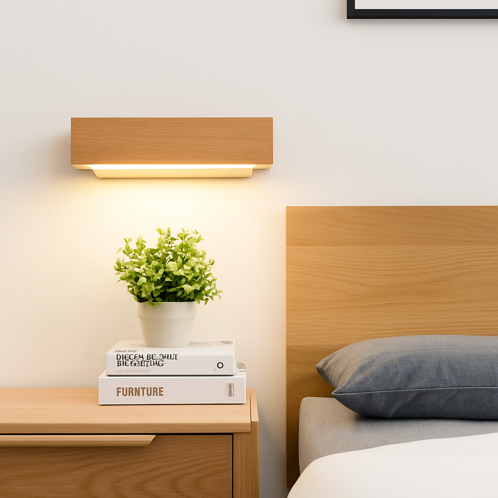 Applique murale rotative nordique en bois massif led réglable - vue 5 sur 22