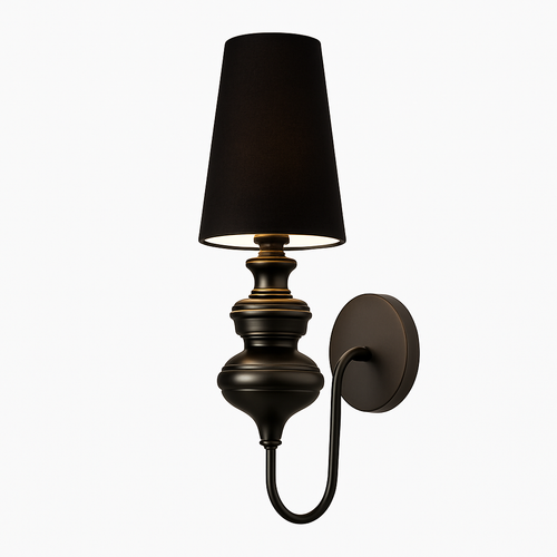 Applique murale rustique avec abat-jour (noir, blanc, doré ou chromé)