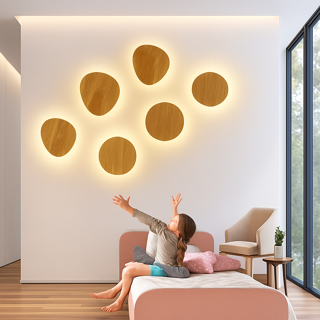 Applique murale scandinave LED de forme ovale en bois - vue 6 sur 11