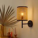 applique murale style wabi sabi japonais vintage en rotin fait main