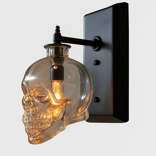 Applique murale tête de mort en verre